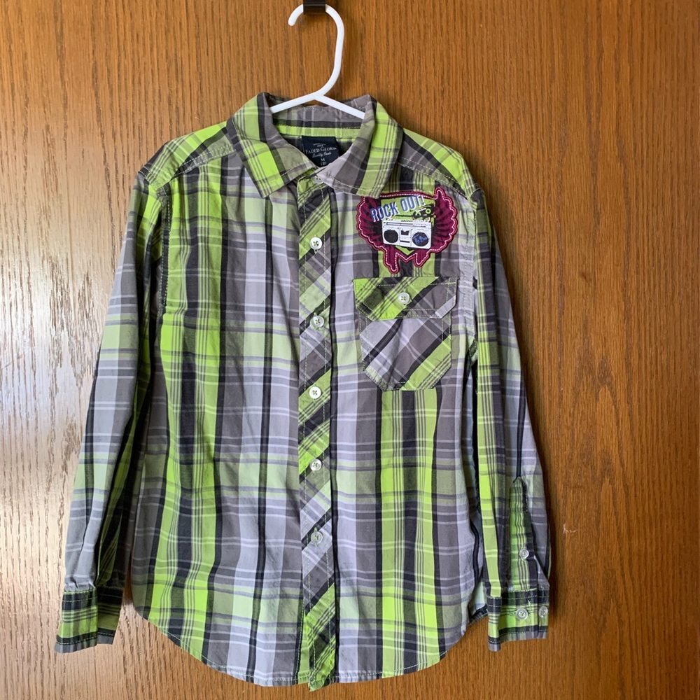 Faded Glory Boys Plaid Button-Up Shirt – Size M (8) - Picture 2 of 9